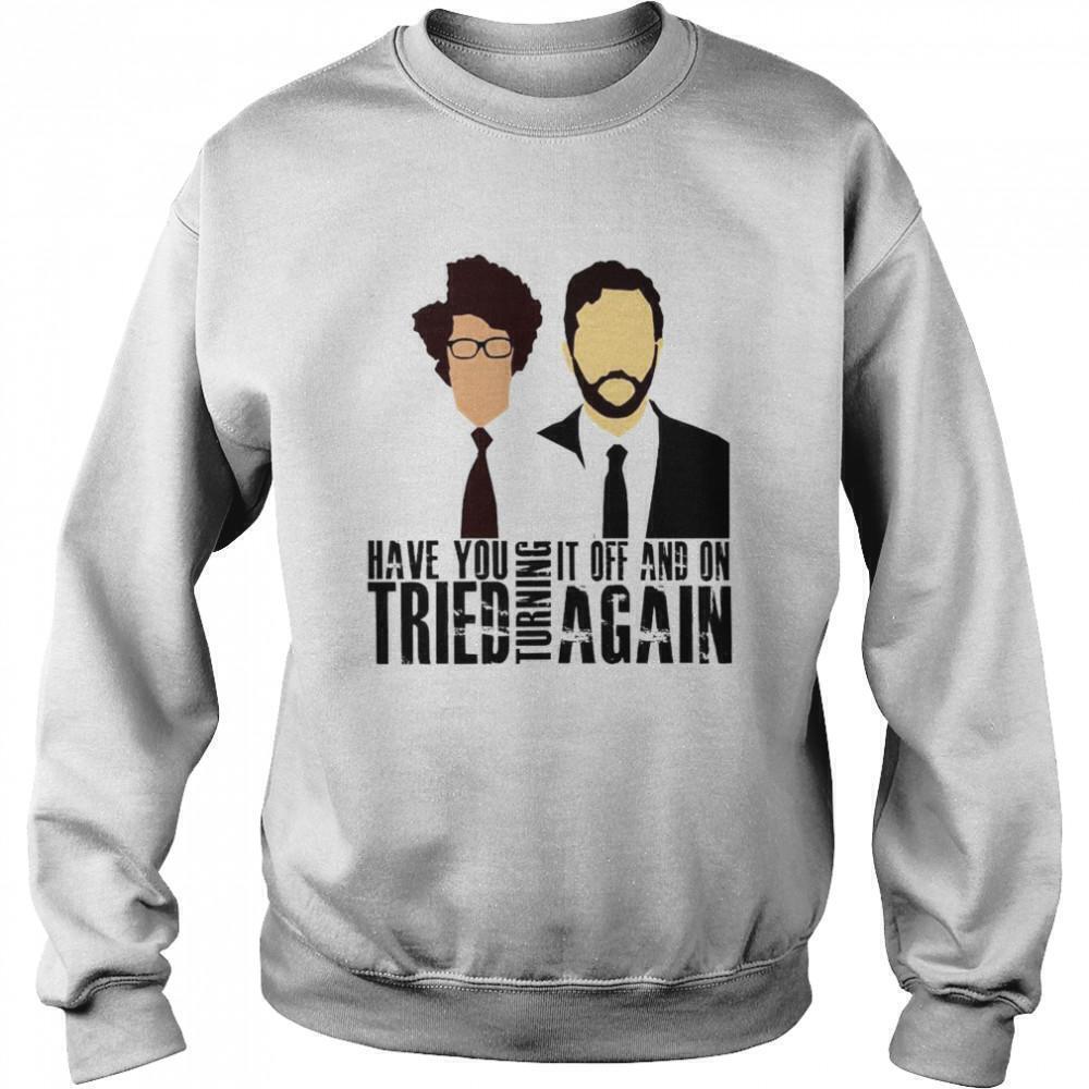 It Crowd Moss Roy Turning It Off Tech Humor Sweatshirt